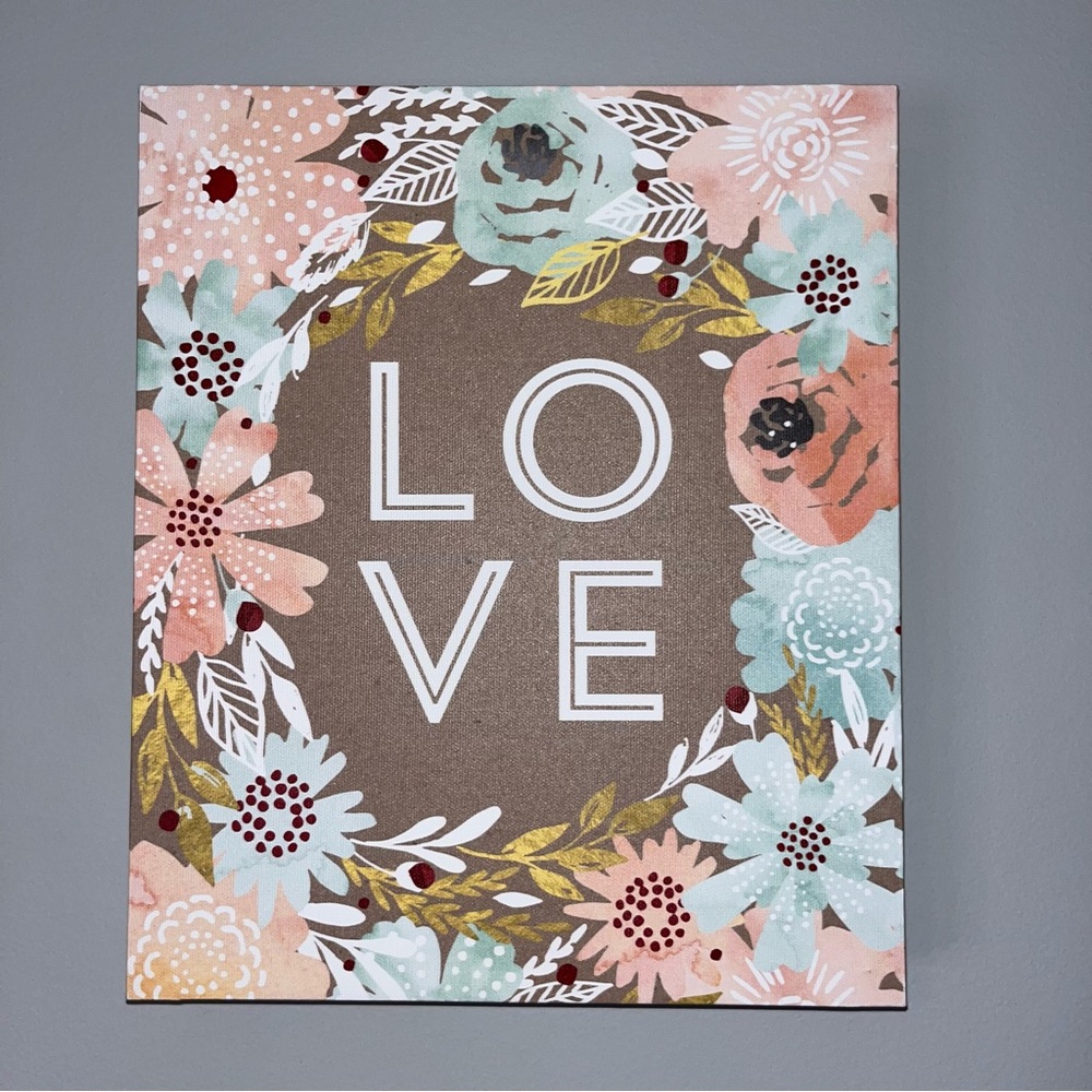 Floral Love Canvas Wall Art 10x12